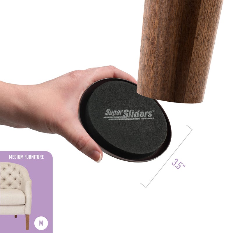 Super Sliders 3 1/2"" Round Reusable Furniture Sliders for Carpet - Effortless Moving and Surface Protection  Brown (8 Pack) - Image 4